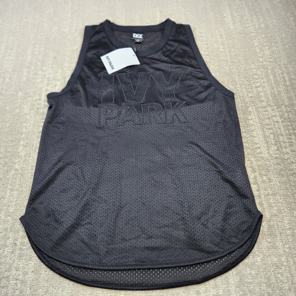 Ivy Park Shirt Women Small Mesh Tank Top Black Beyonce NEW